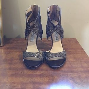 Jimmy Choo sparkly cage heel with zipper back