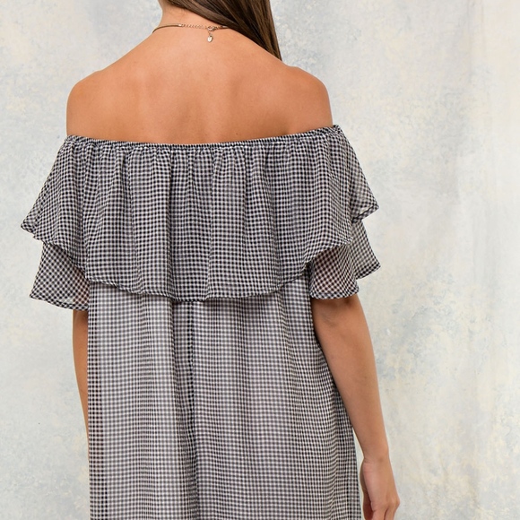 Gingham Off Shoulder Dress by Entro  NWT - Picture 3 of 3