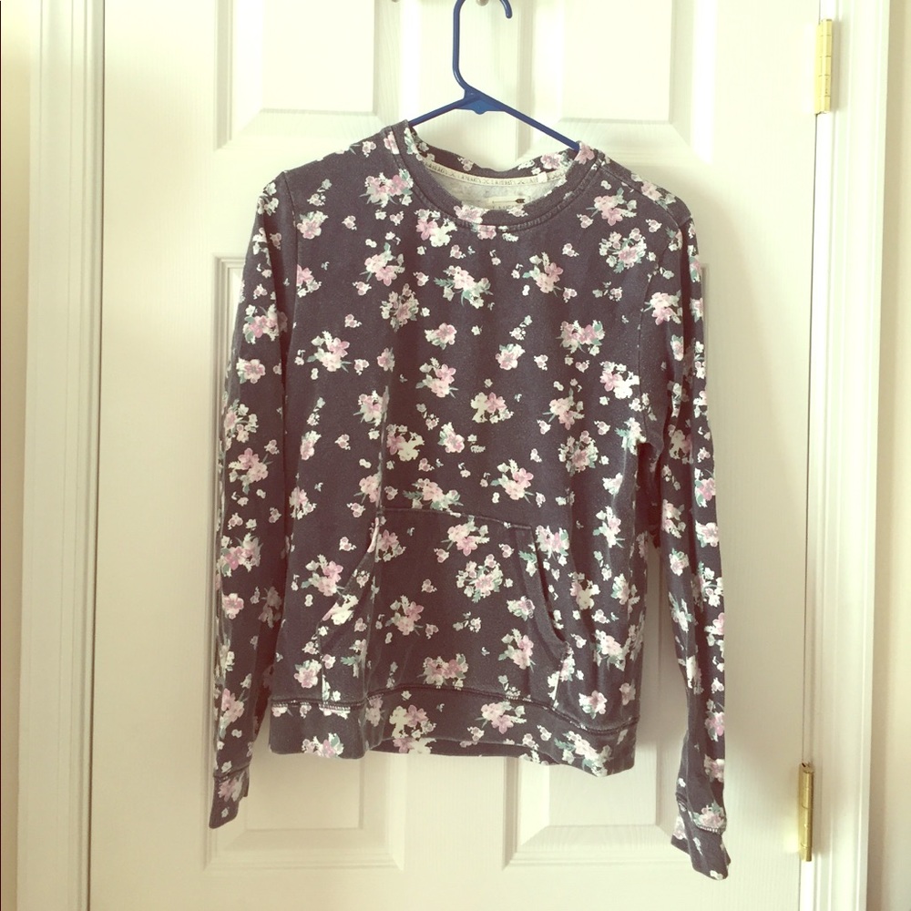 LA Hearts Navy Blue Floral Crewneck