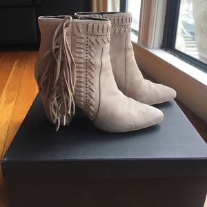 SUEDE REBECCA MINKOFF FRINGE BOOTIES
