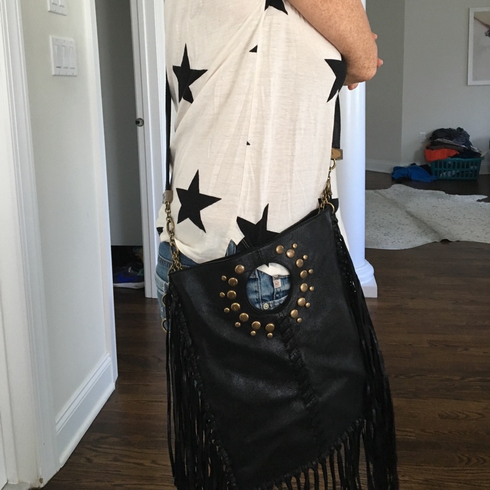 Ramy Brook fringe black crossbody bag