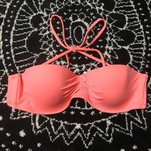 Neon Orange strapless bikini top