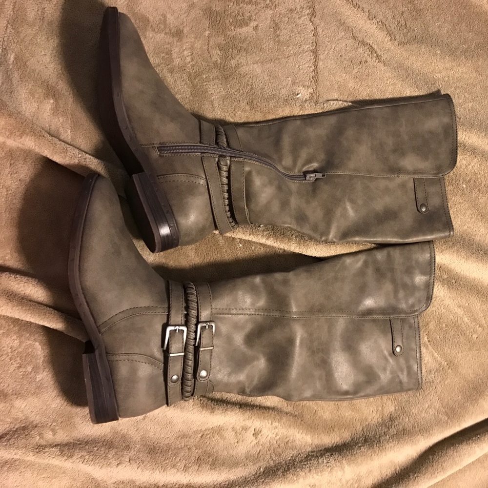 Taupe Braided Tall Boots Women's New without tags