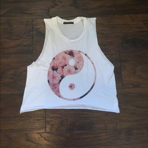brandy melville floral yin yang muscle tank