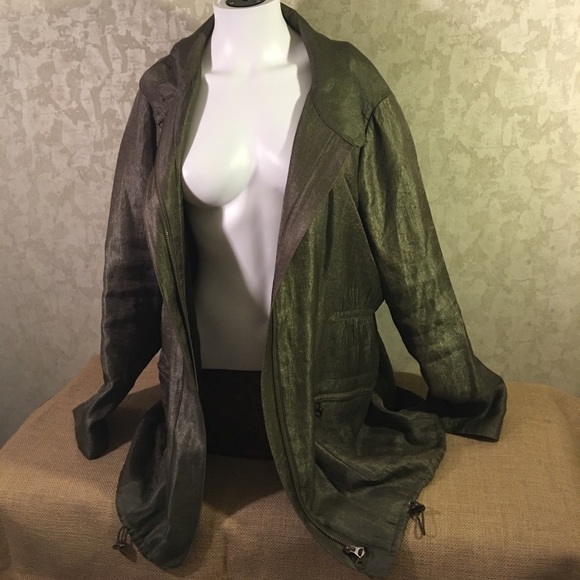 madison hill Jackets & Blazers - olive green iridescent casual women jacket midi