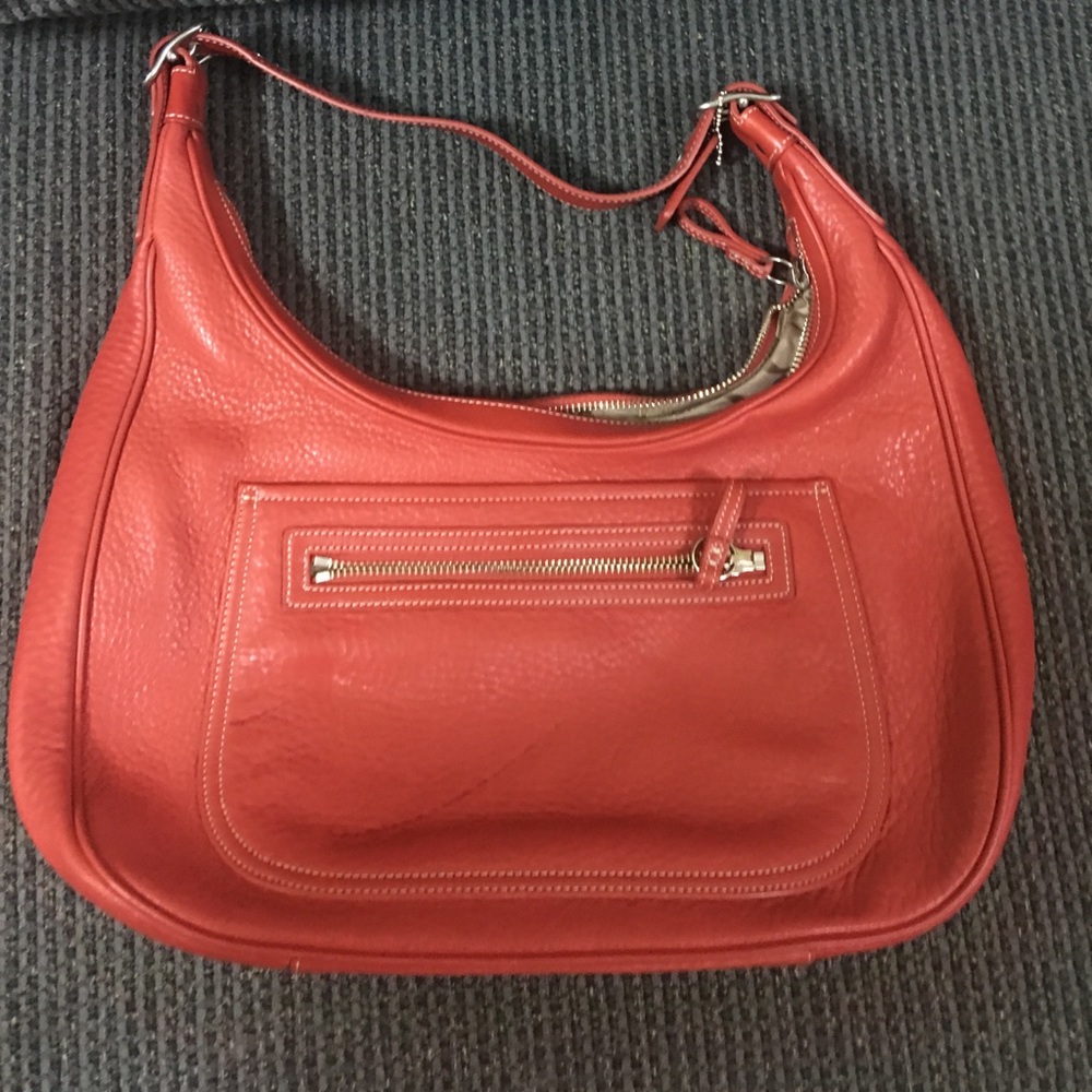 Authentic Coach red leather hobo shoulder bag