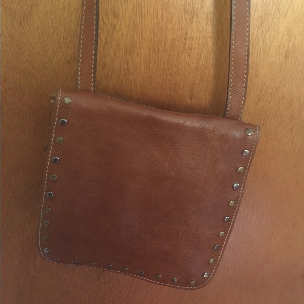 Patricia Nash brown leather crossbody bag.