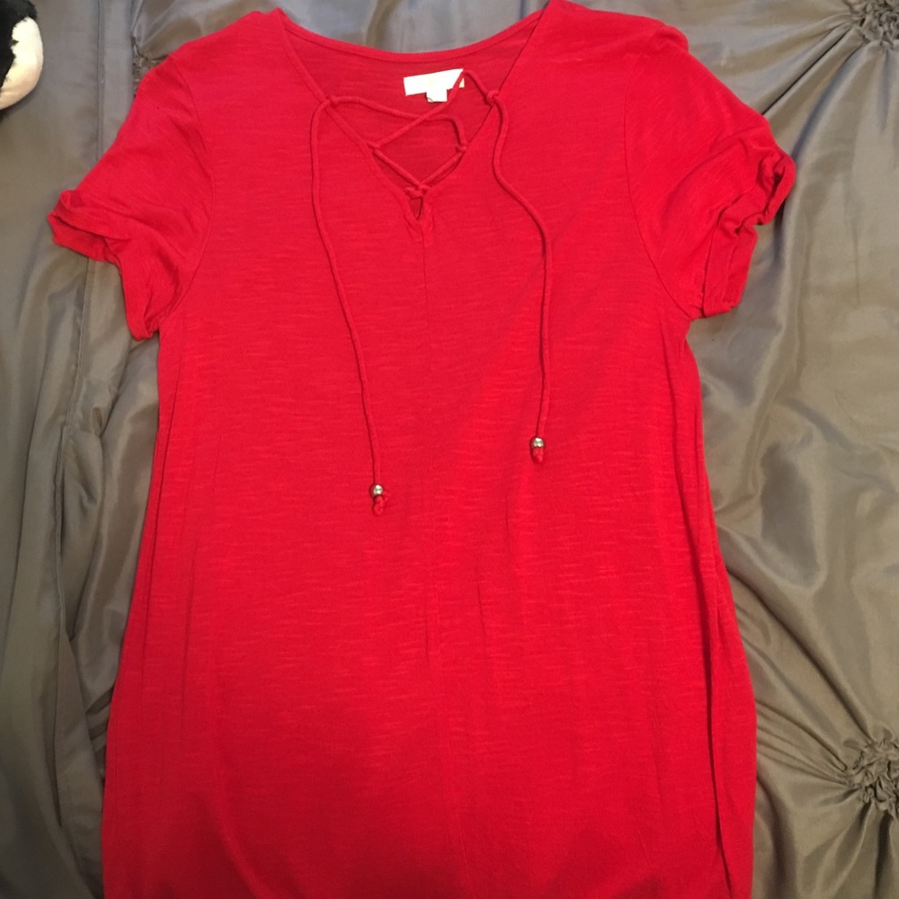 Red lace front top