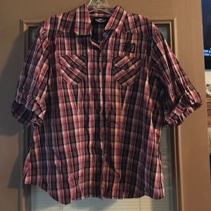 Harley Davidson Button Up Plaid Shirt