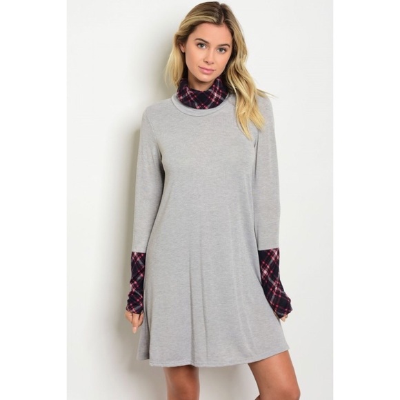 LAST Gray and Plaid Dress - Picture 2 of 4