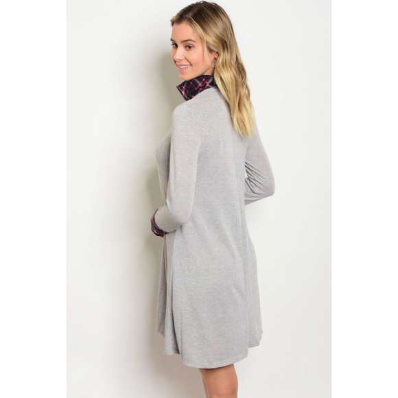 LAST Gray and Plaid Dress - Picture 3 of 4