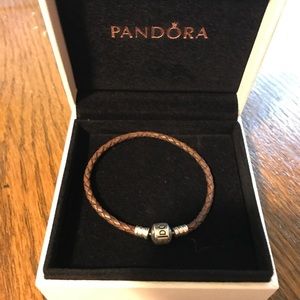 Used brown leather Pandora Bracelet.