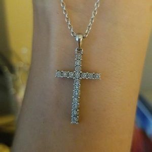 Sterling Silver Diamond Cross Necklace