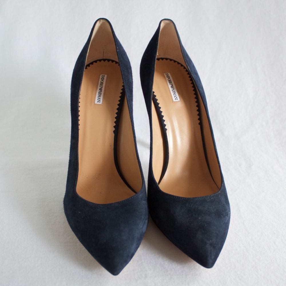 Emporio Armani navy suede heels