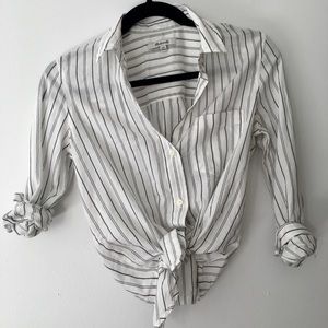 Madewell buttondown striped tie knot top
