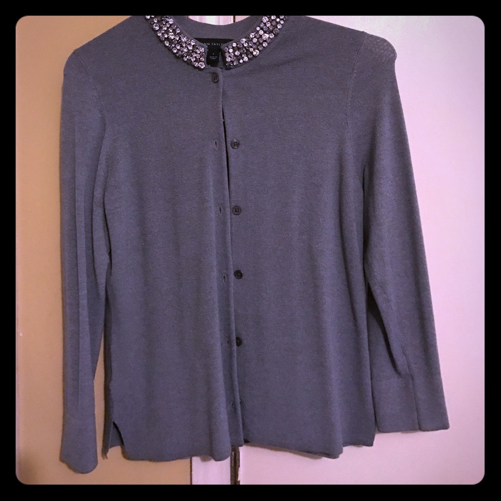 Ann Taylor 3/4 sleeve cardigan gray szSmall