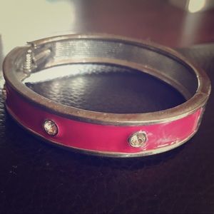 Hot pink bangle w rhinestones