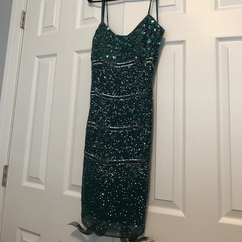 Spaghetti strap Beaded Cocktail Dress