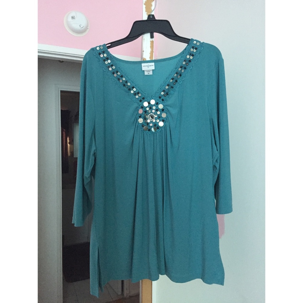 Blue Jeweled Blouse