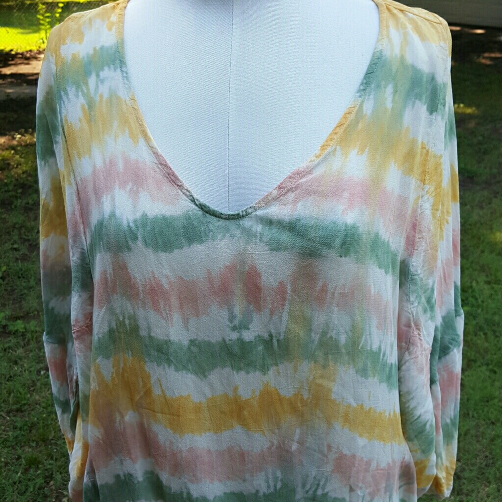 BOGO! Striped Tie-Dye Slouch Top EUC