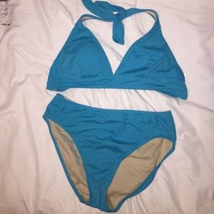BLUE BIKINI! HIGH WAISTED BOTTOMS
