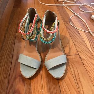 Open toe light blue pump sandals