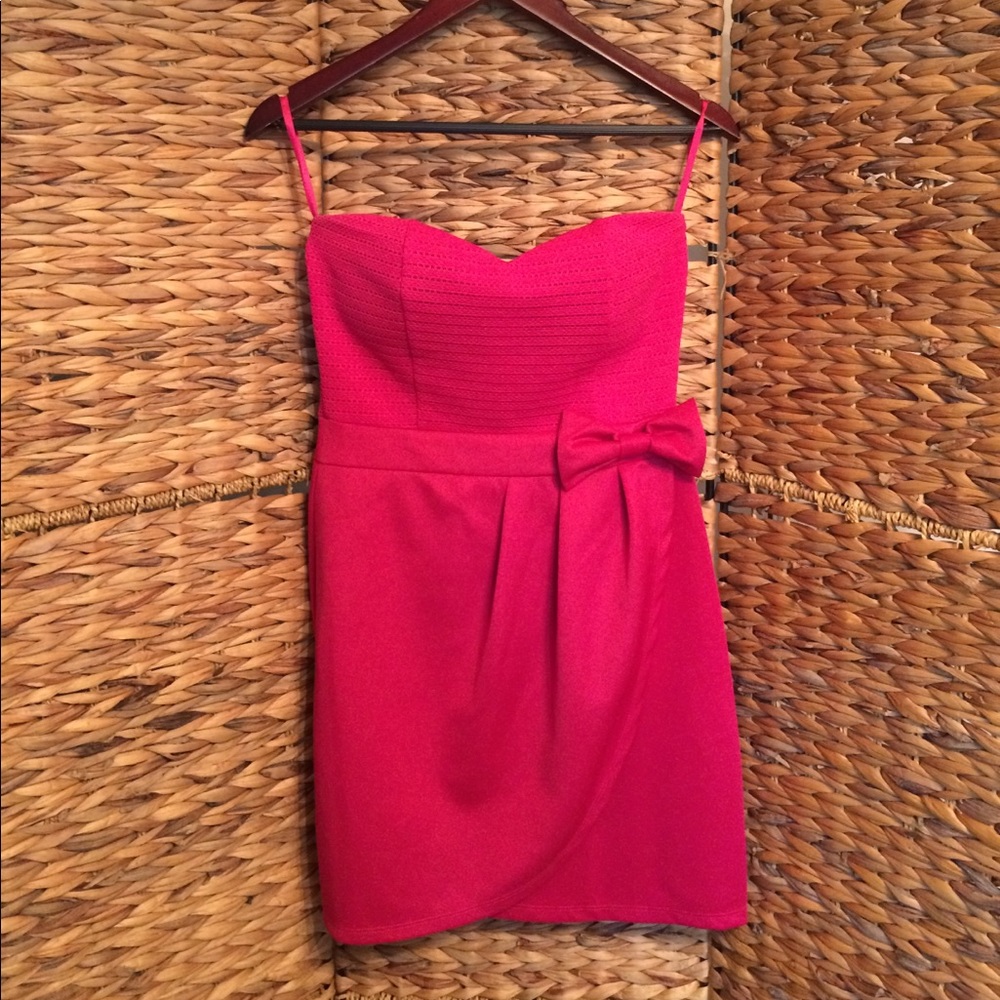 Hot Pink Bow Mini Dress!