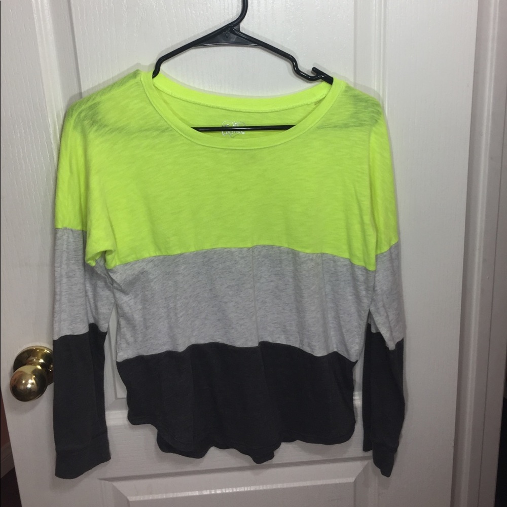 Justice Neon and Gray striped long sleeve shirt