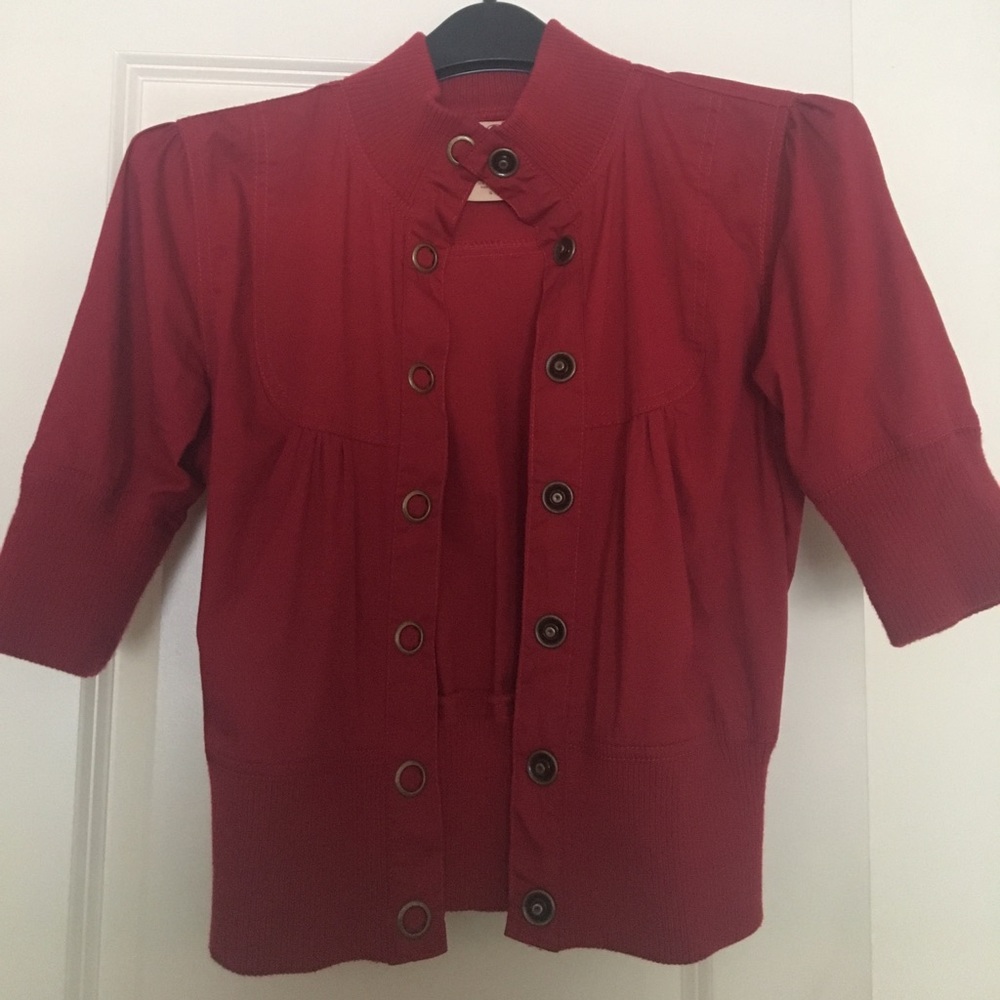 !SOLD! Red cotton short sleeve jacket