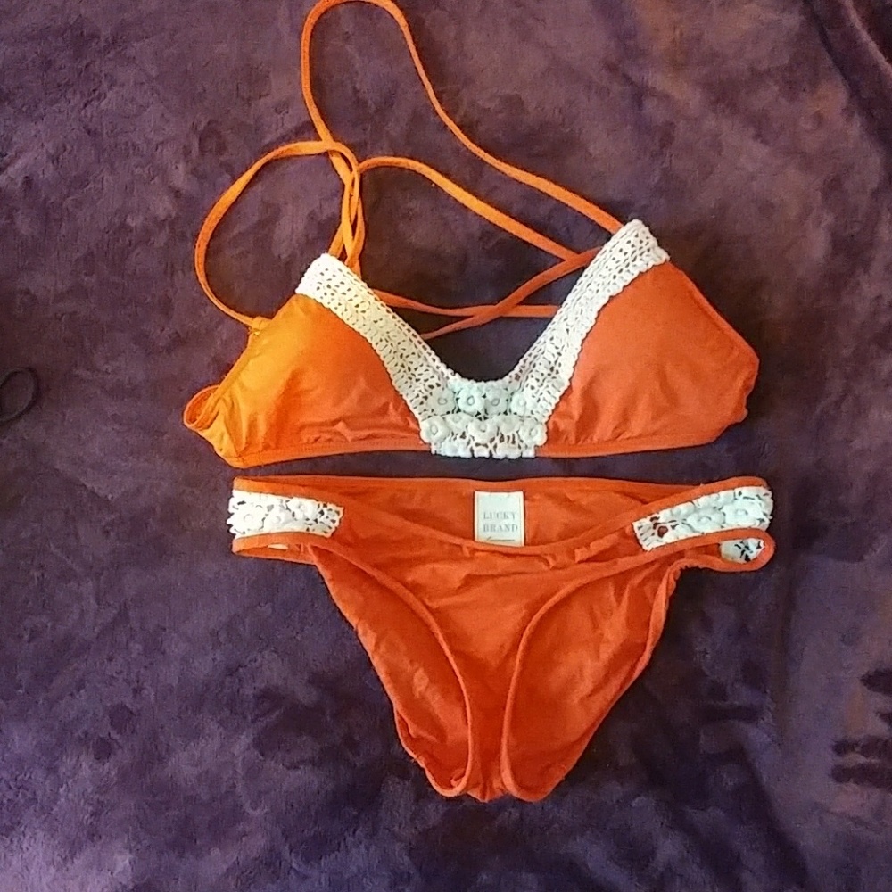 Worn once Lucky brand size small orange swimsuit