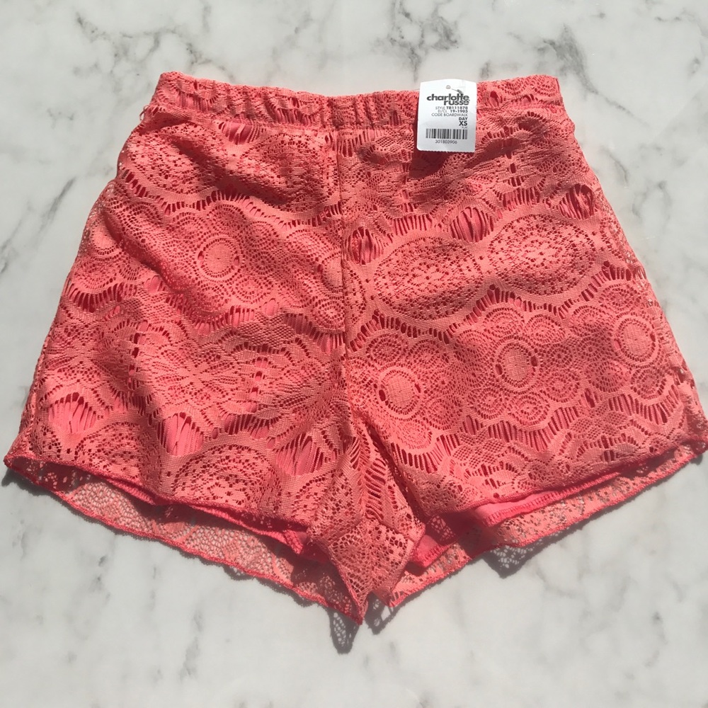 Charlotte Russe Knitted Coral Shorts