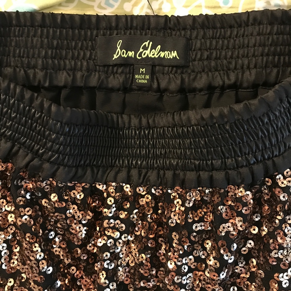 Sam Edelmen gold sequined skirt.