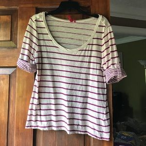 Cream and wine colored striped top