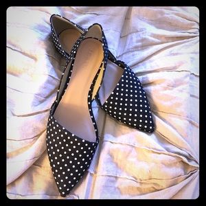 J. Crew d'Orsay polka dot denim flats