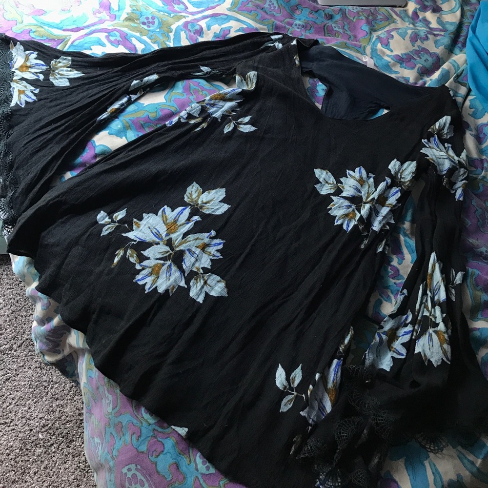 Free People Floral Bell Sleeve Dress