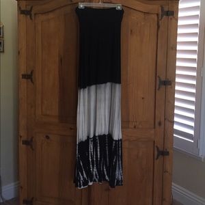 Maxi Skirt in Black and Khaki Tie Dye