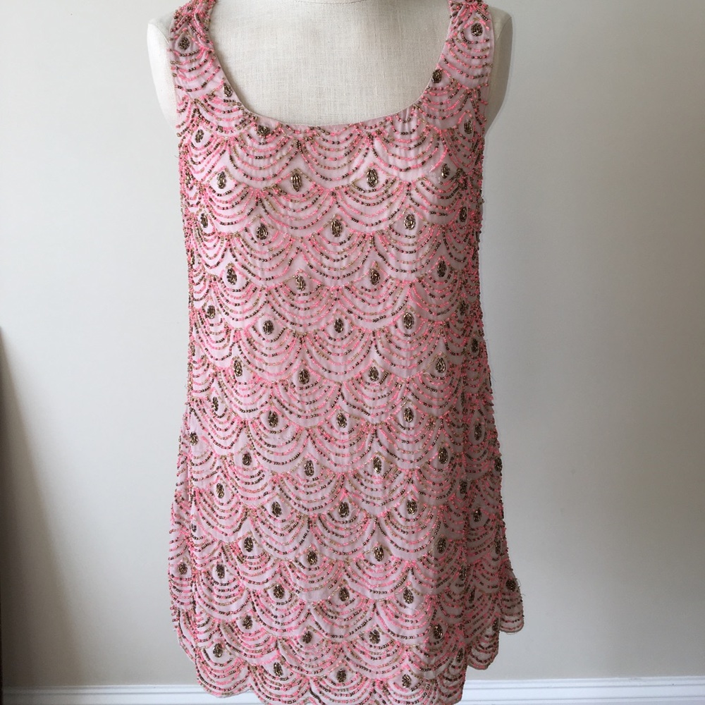 delicately beaded Anthropology shift mini dress