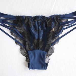 Victoria's Secret black and navy lace pantie