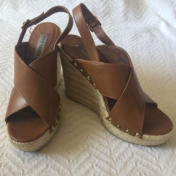 Brown Steve Madden Wedge Sandals - Picture 1 of 4
