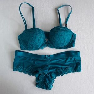 Victoria's Secret teal bra and pantie set