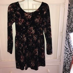 Floral Velvet Skater Dress