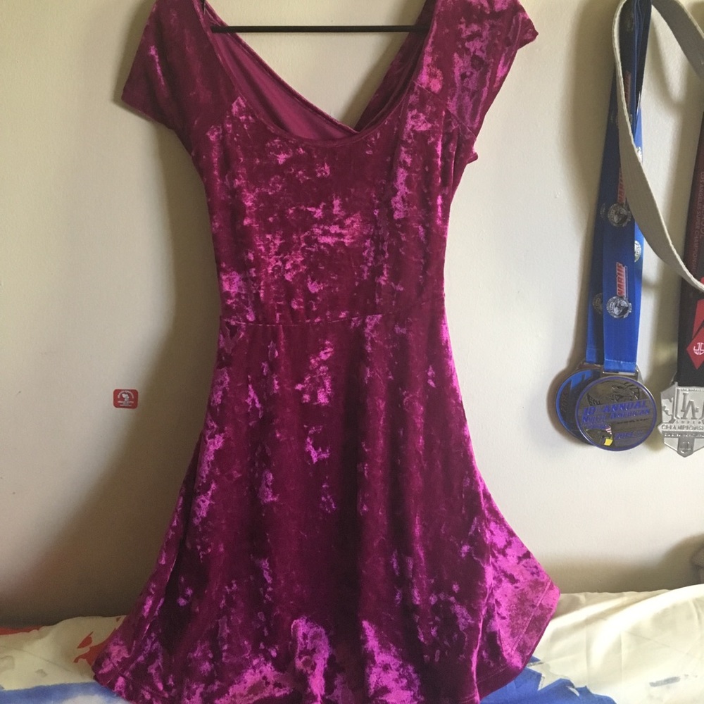 Magenta velvet dress