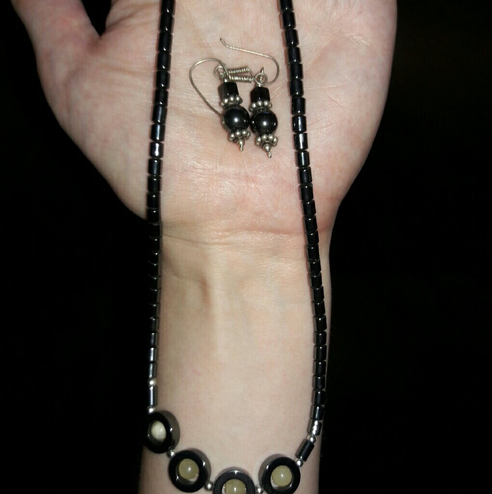 Hematite necklace and earrings