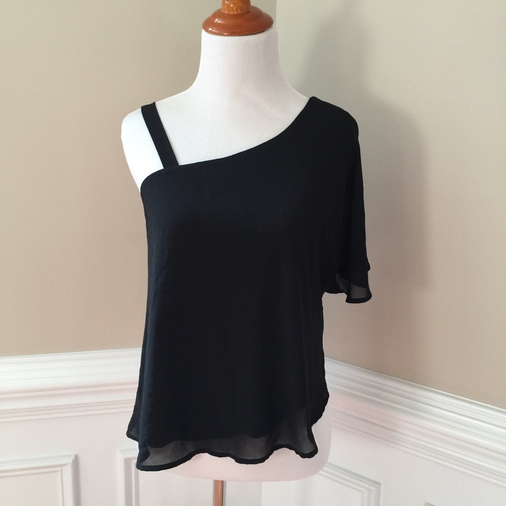 Black one shoulder with strap top size small