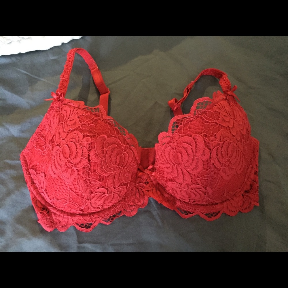 Red lace bra