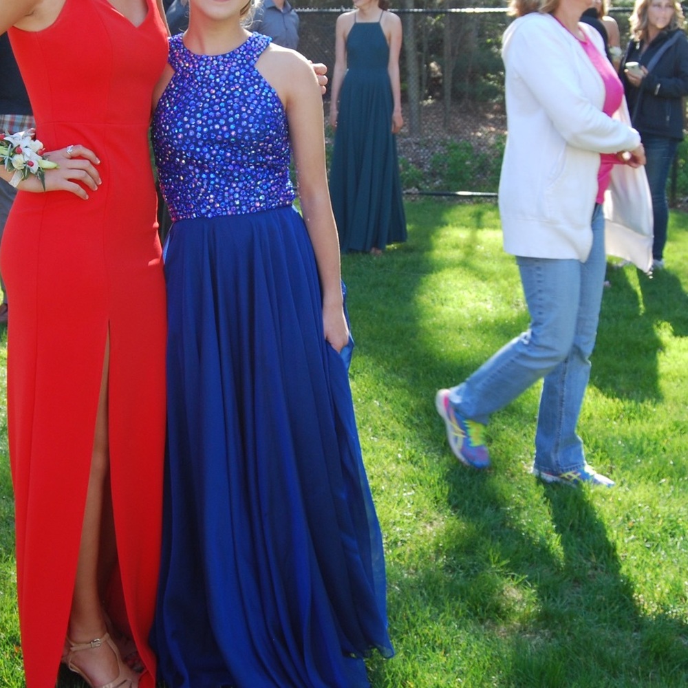 Sherri Hill 2017 Spring blue prom dress