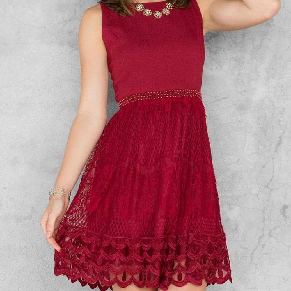 Classy Cranberry Lace Dress!