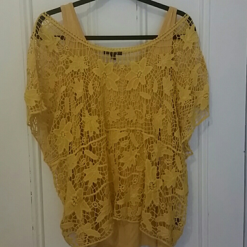Lane Bryant 14/16 Crochet Overlay Shirt w/ tank