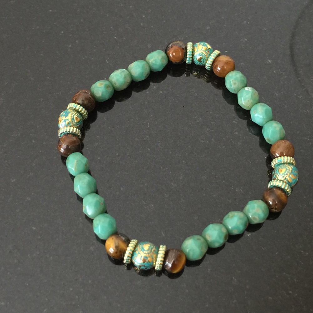 Brown Jasper Tibetan Bead Bracelet