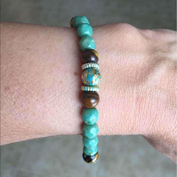 Brown Jasper Tibetan Bead Bracelet - Picture 2 of 2